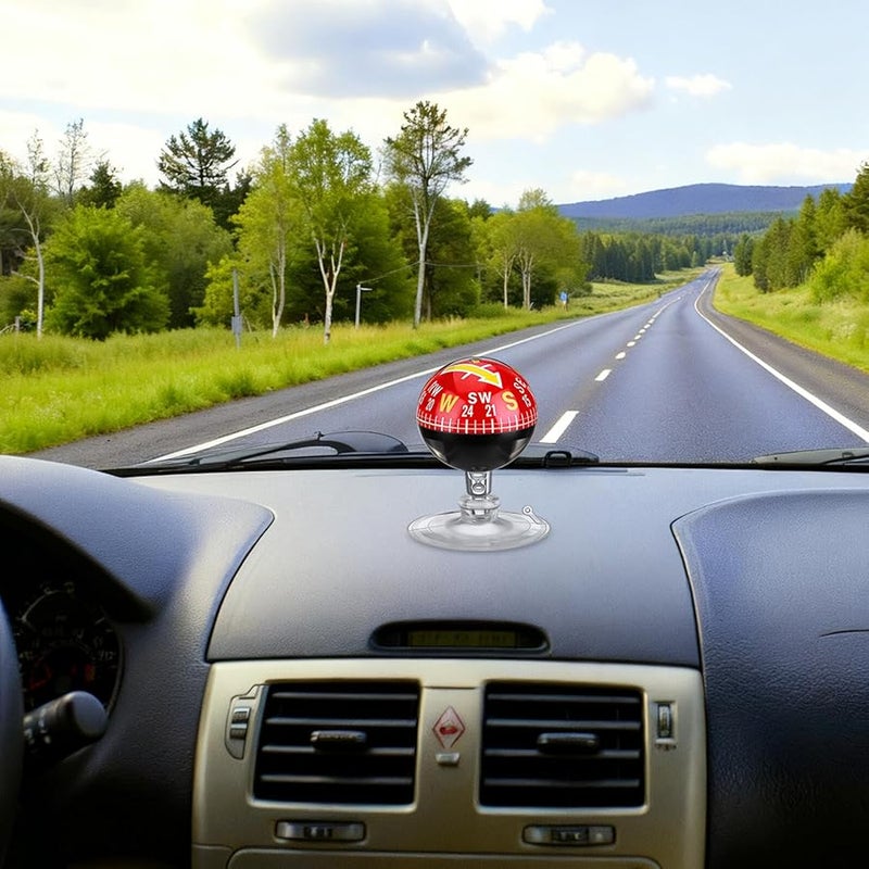 بوصلة سيارة محمولة حمراء مقاس 38 مم مع كوب شفاط للاستخدام الخارجي البحري والمركبات - Image 5